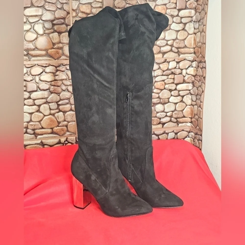 Charlotte Russe Over The Knee Black High Heel Boots Women's Size 10